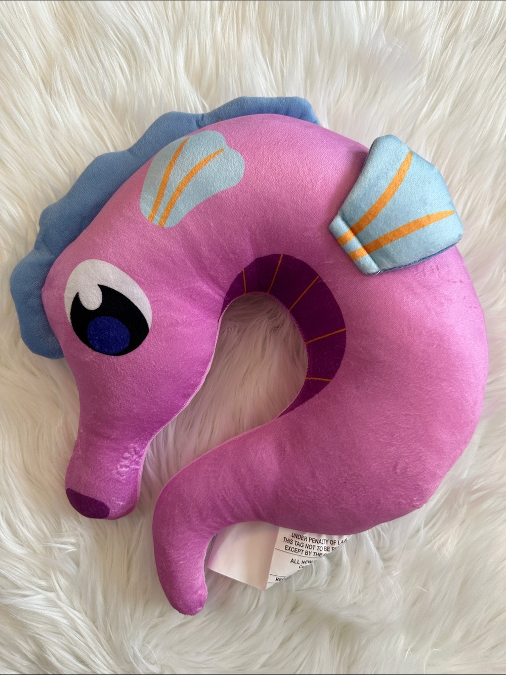 NIP Kids Travel Plush Seahorse Neck Pillow - Pink  OS ✈️